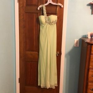 Green one shoulder prom dress